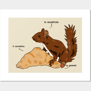 Squirrel with Croissant Posters and Art